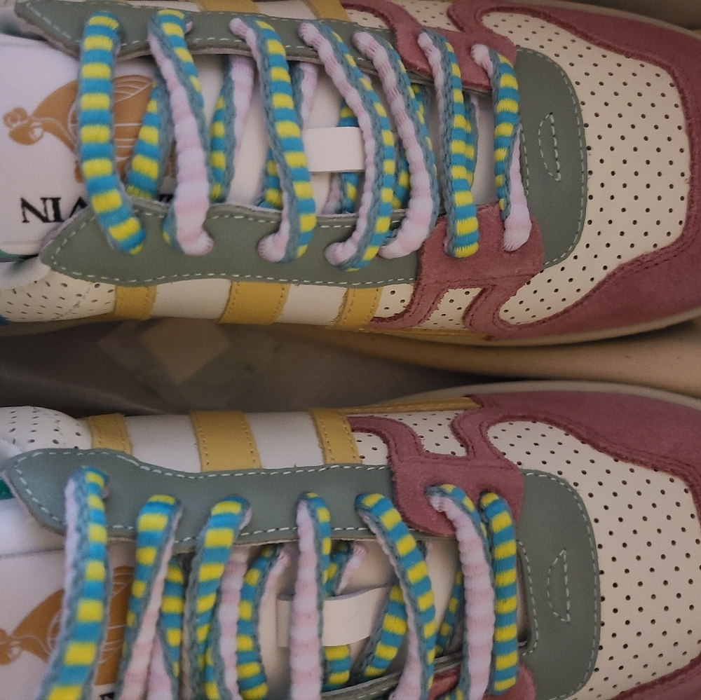 Brand New Lanvin- Multi-Colored Sneakers with Suede and Leather Upper.